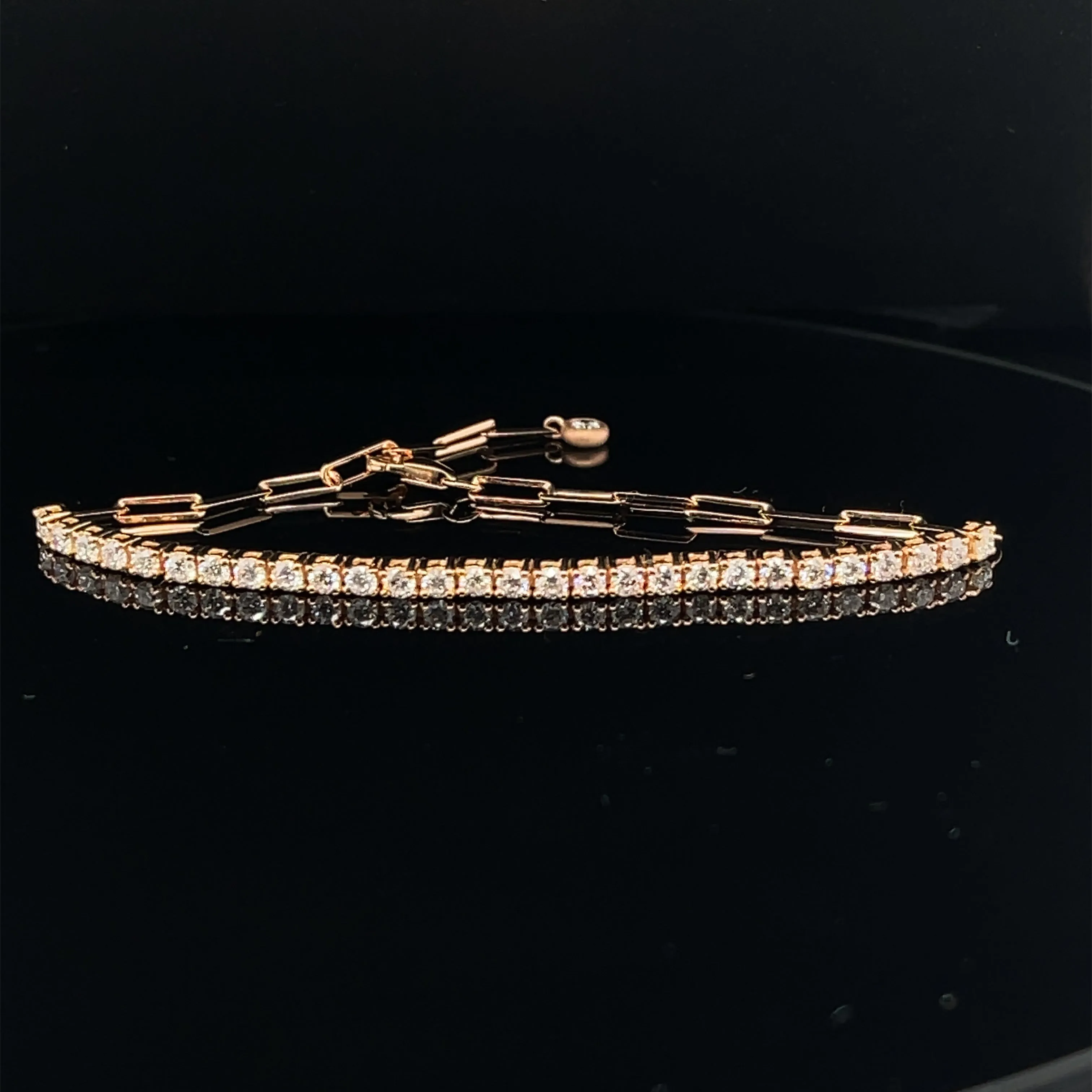 Modern & Slender Diamond Bar Tennis Bracelet in 18k Rose Gold - (#144 - BR1248 - #37950RG)