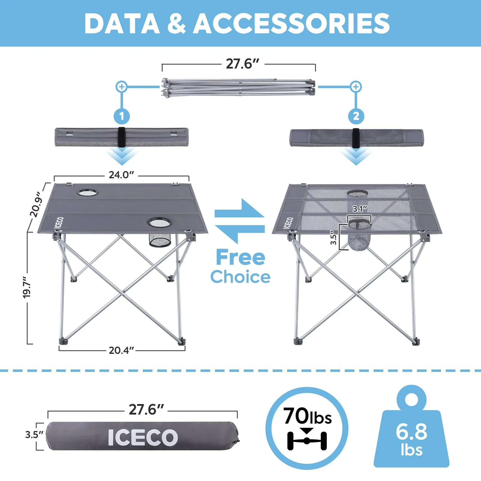 New! Portable Folding Camping Table | ICECO