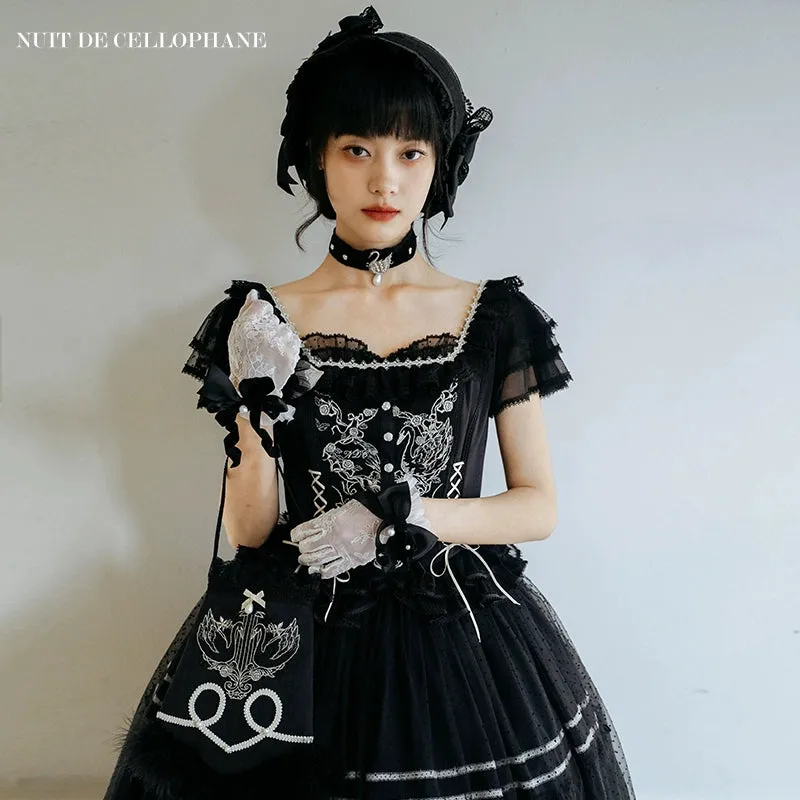 Nuit De Cellophane~Wild Swan~Classic Lolita Accessory Elegant Lolita Bag and Headdress