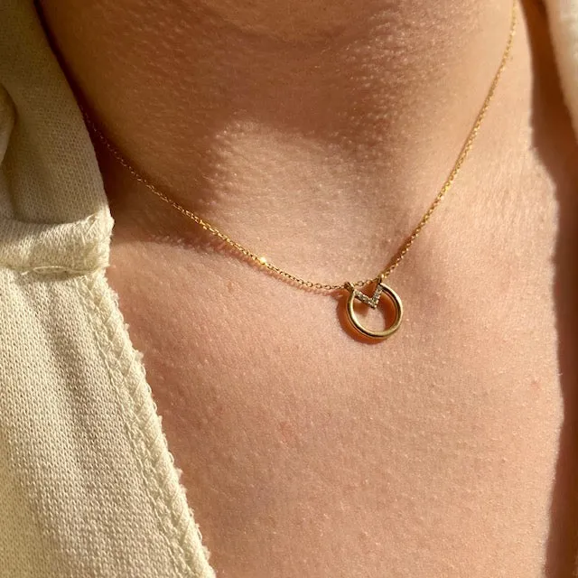 Open Diamond Circle Necklace