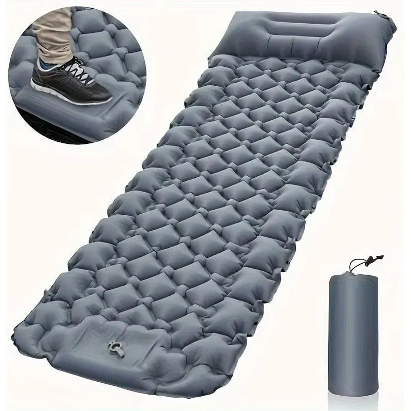 Outdoor Sleeping Pad Camping Inflatable Mattress Built-In Pump Ultralight Air Cushion Travel Mat with Headrest for Travel Hiking