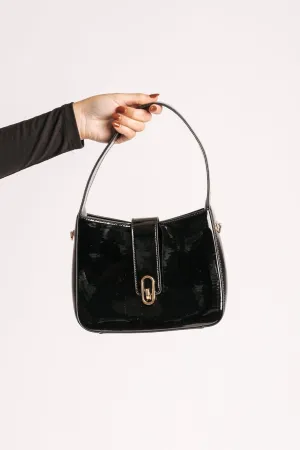 Paige Black Vegan Leather Shoulder Crossbody Bag