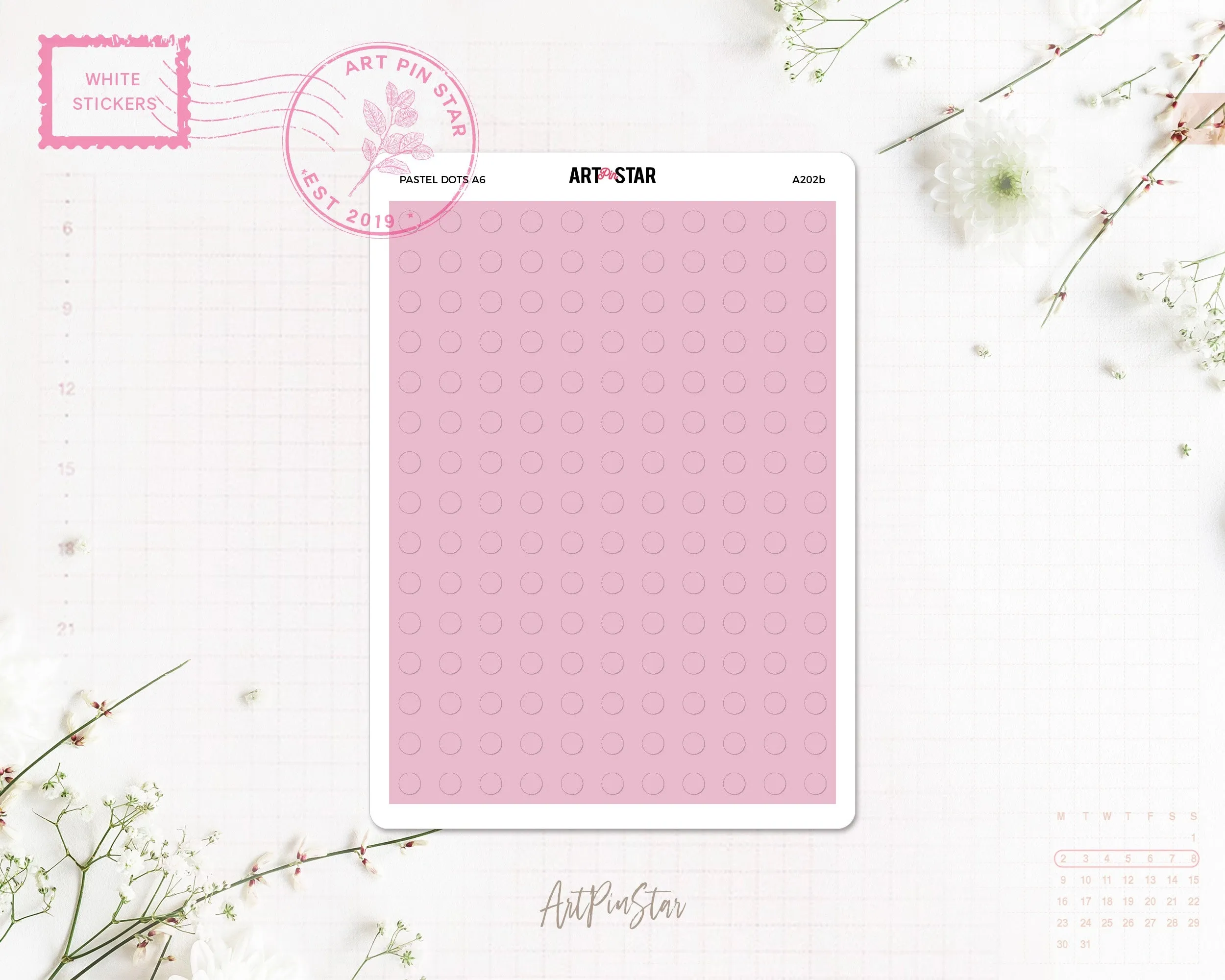 Pastel Dots Original A6 White Stickers