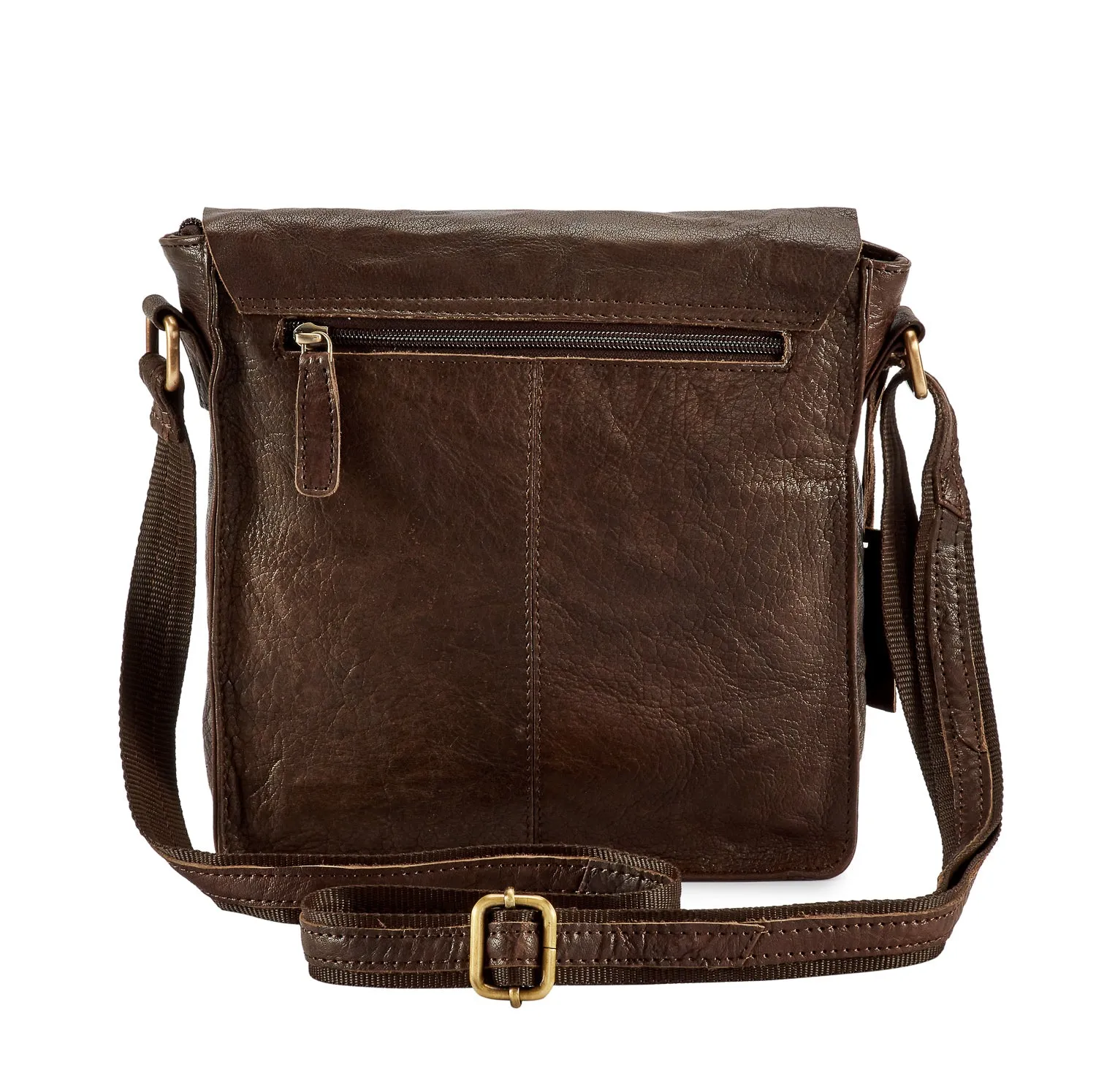 Pello Brown washed leather man-bag #UM101 - Small