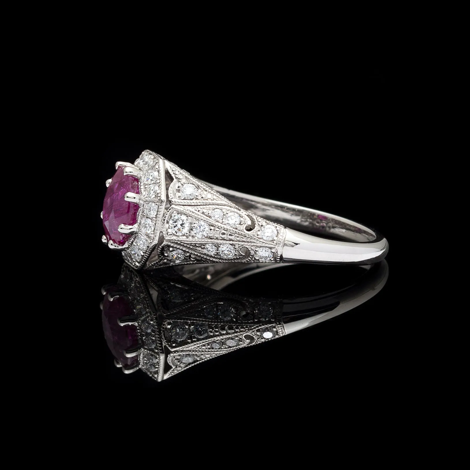 Platinum & Diamond Ring Featuring Burma Ruby