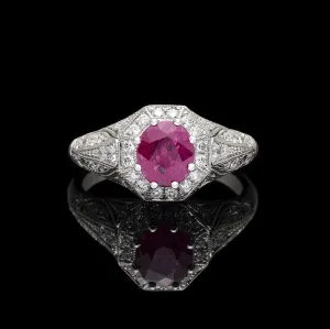 Platinum & Diamond Ring Featuring Burma Ruby