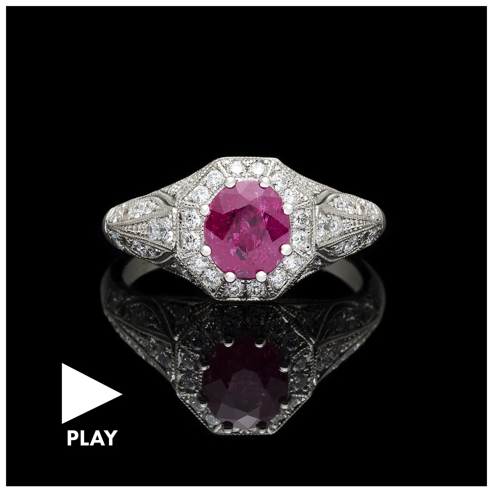 Platinum & Diamond Ring Featuring Burma Ruby