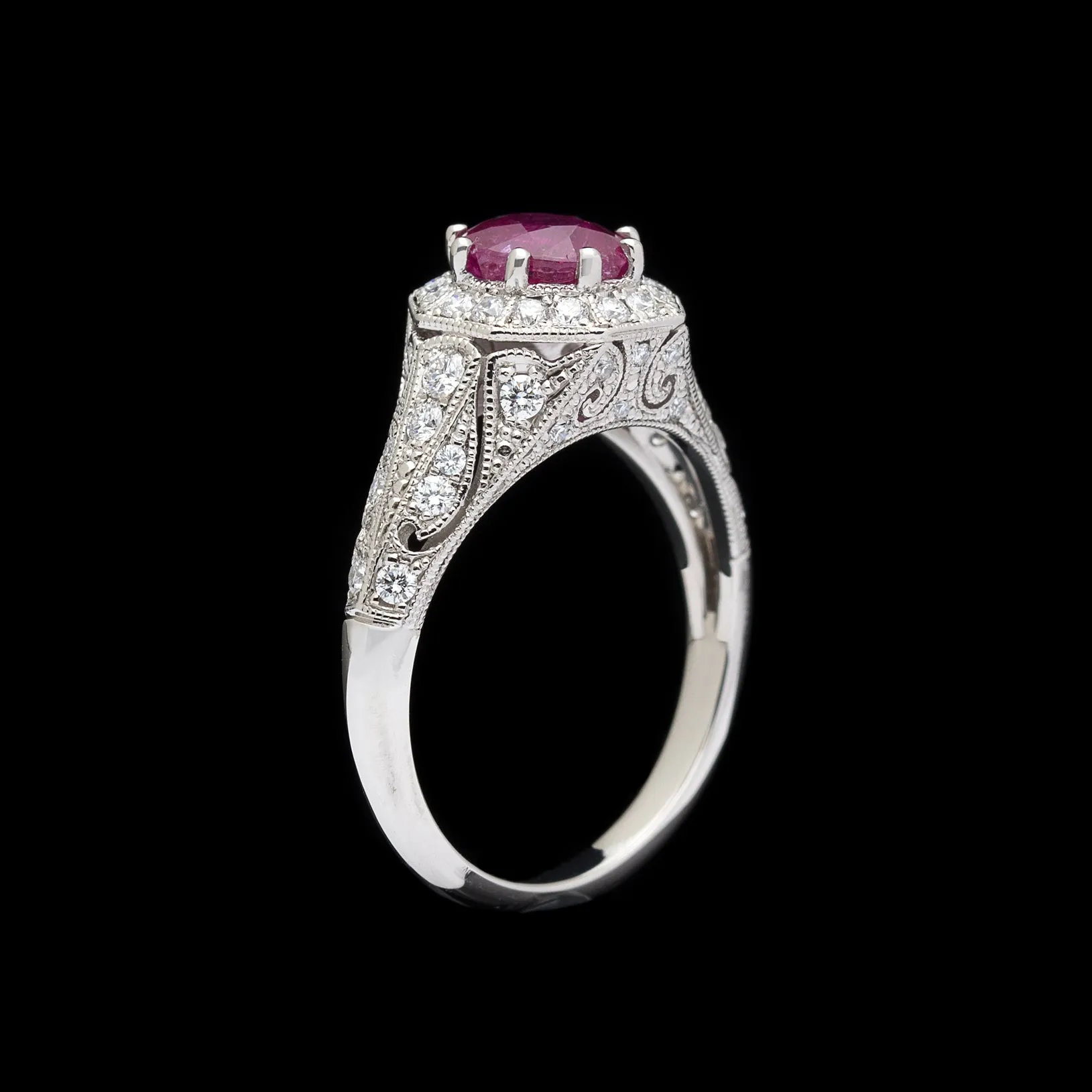 Platinum & Diamond Ring Featuring Burma Ruby