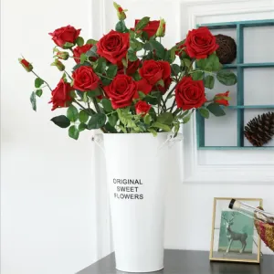 Real Touch Red Spary Roses Fake Wedding Flowers