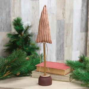 Red Ticking Stripe Christmas Tree 16"