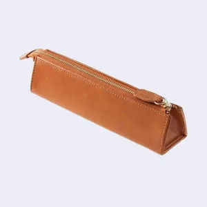 Shinko Seiki Triangular Faux Leather Pen Case (Camel)