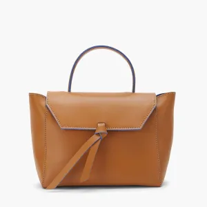 Siena Mini Leather Satchel Crossbody Bag - Cognac