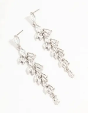 Silver Chandelier Cubic Zirconia Drop Earrings