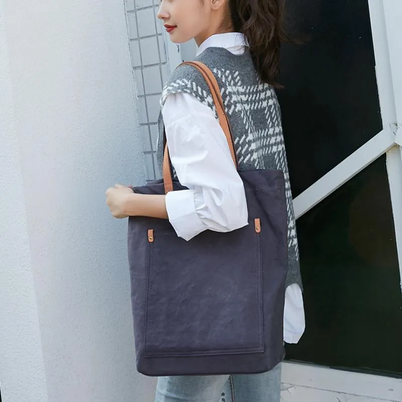 Simple Canvas Mens Womens Shoulder Tote Bag Messenger Bag Tote Handbag Side Bag For Men and Women