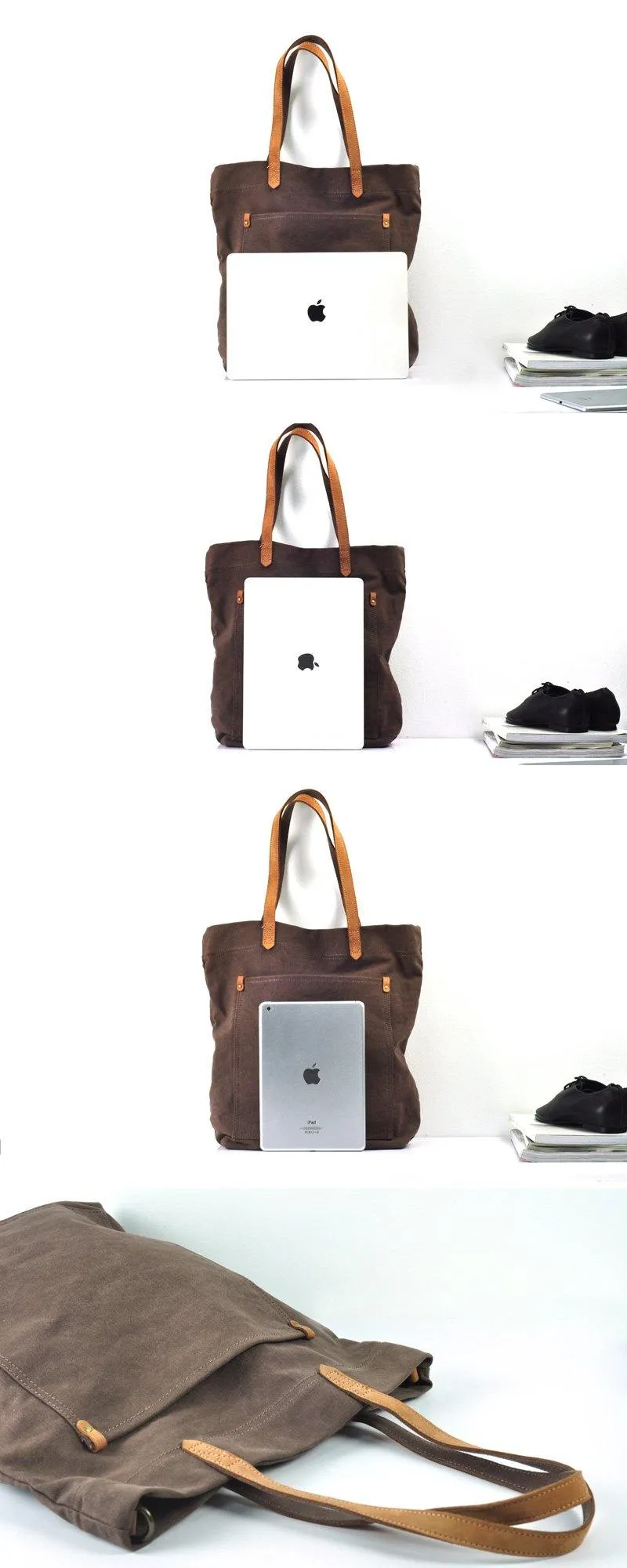 Simple Canvas Mens Womens Shoulder Tote Bag Messenger Bag Tote Handbag Side Bag For Men and Women