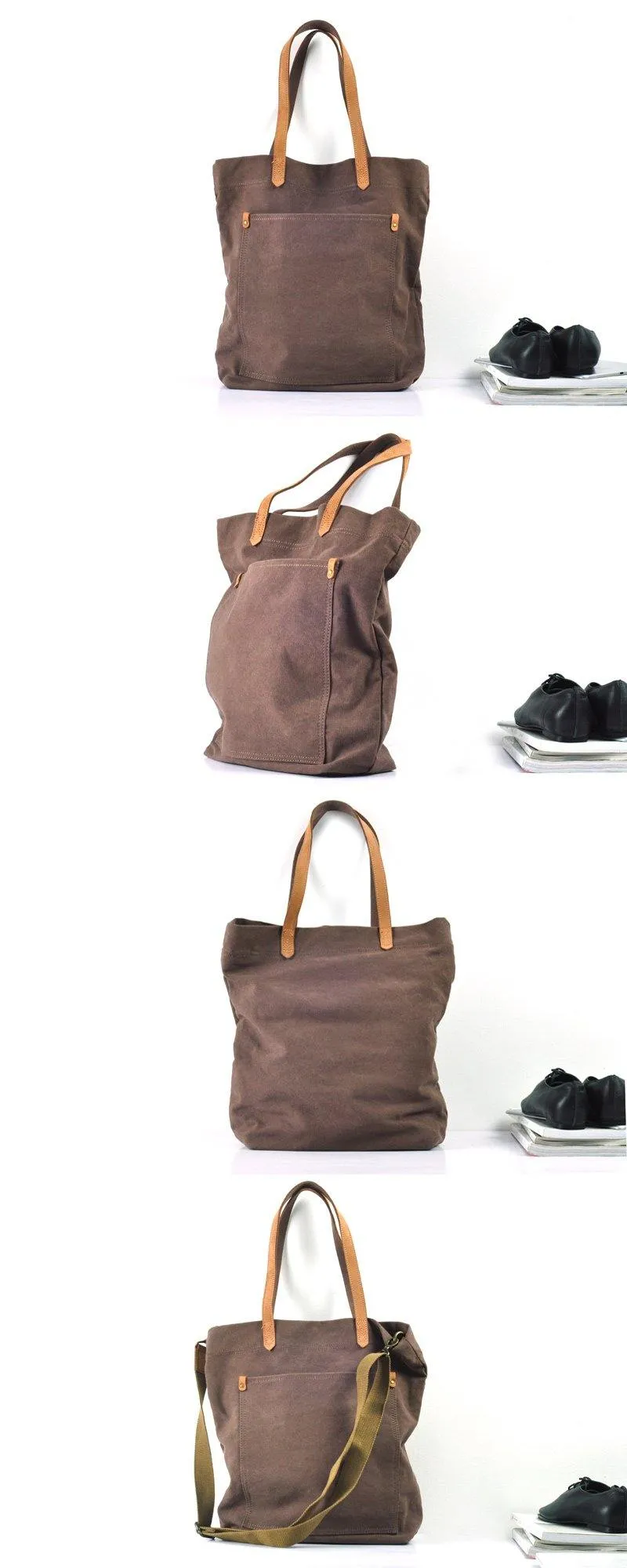 Simple Canvas Mens Womens Shoulder Tote Bag Messenger Bag Tote Handbag Side Bag For Men and Women