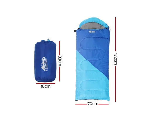 Sleeping Bag Bags Kids 172cm Camping Hiking Thermal Blue