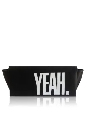 SLOGAN 'YEAH' LEATHER CLUTCH