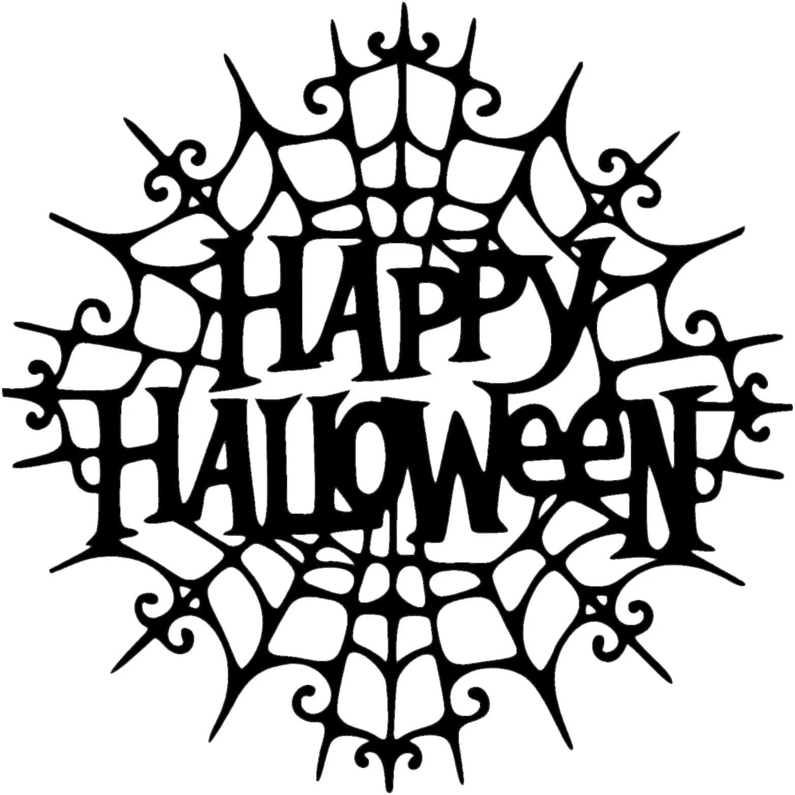 Spider Web Happy Halloween Metal Art - Elegantly Eerie Decor (C73)