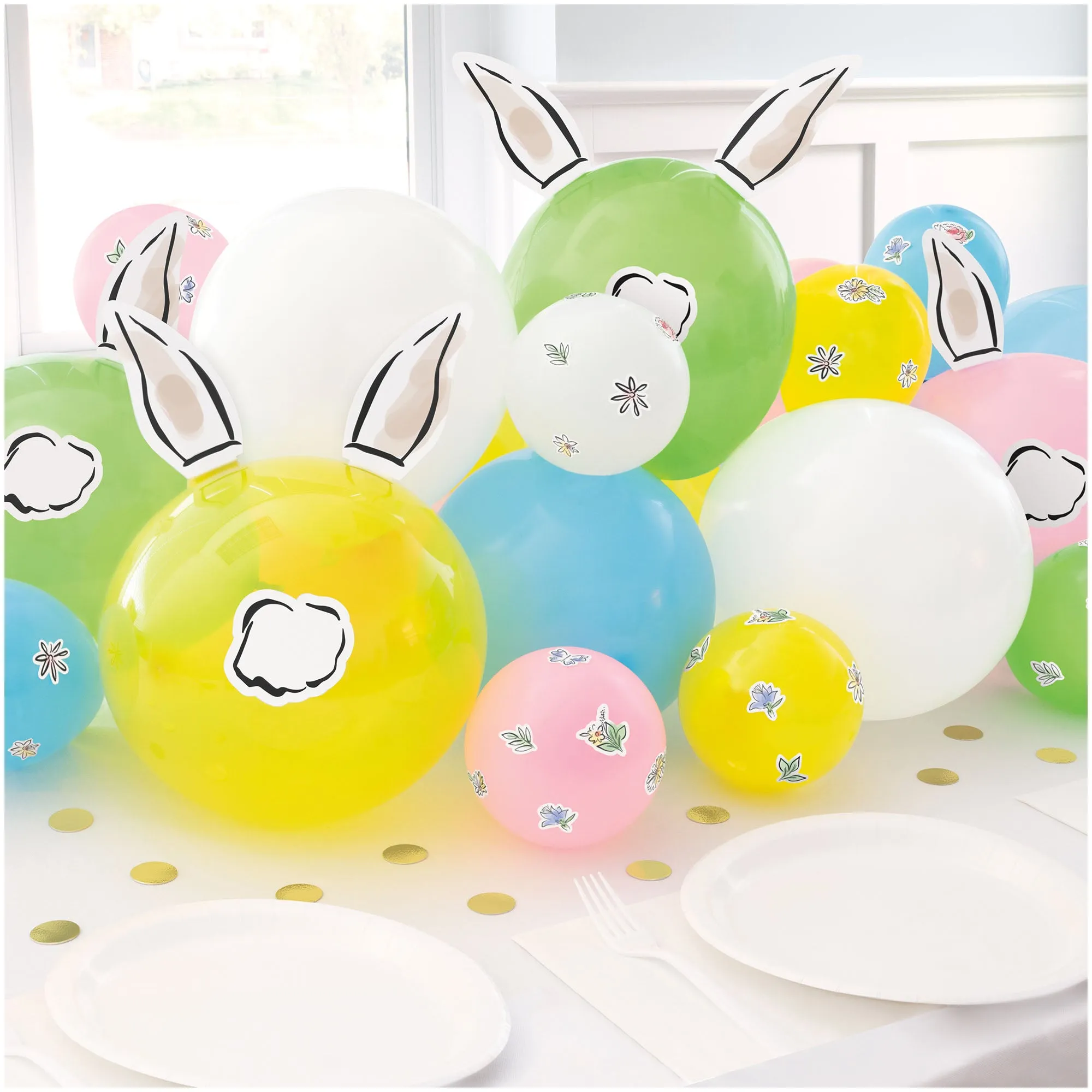 Spring Pastels Dainty Easter Rabbit Balloon Table Centerpiece Party Decoration Set