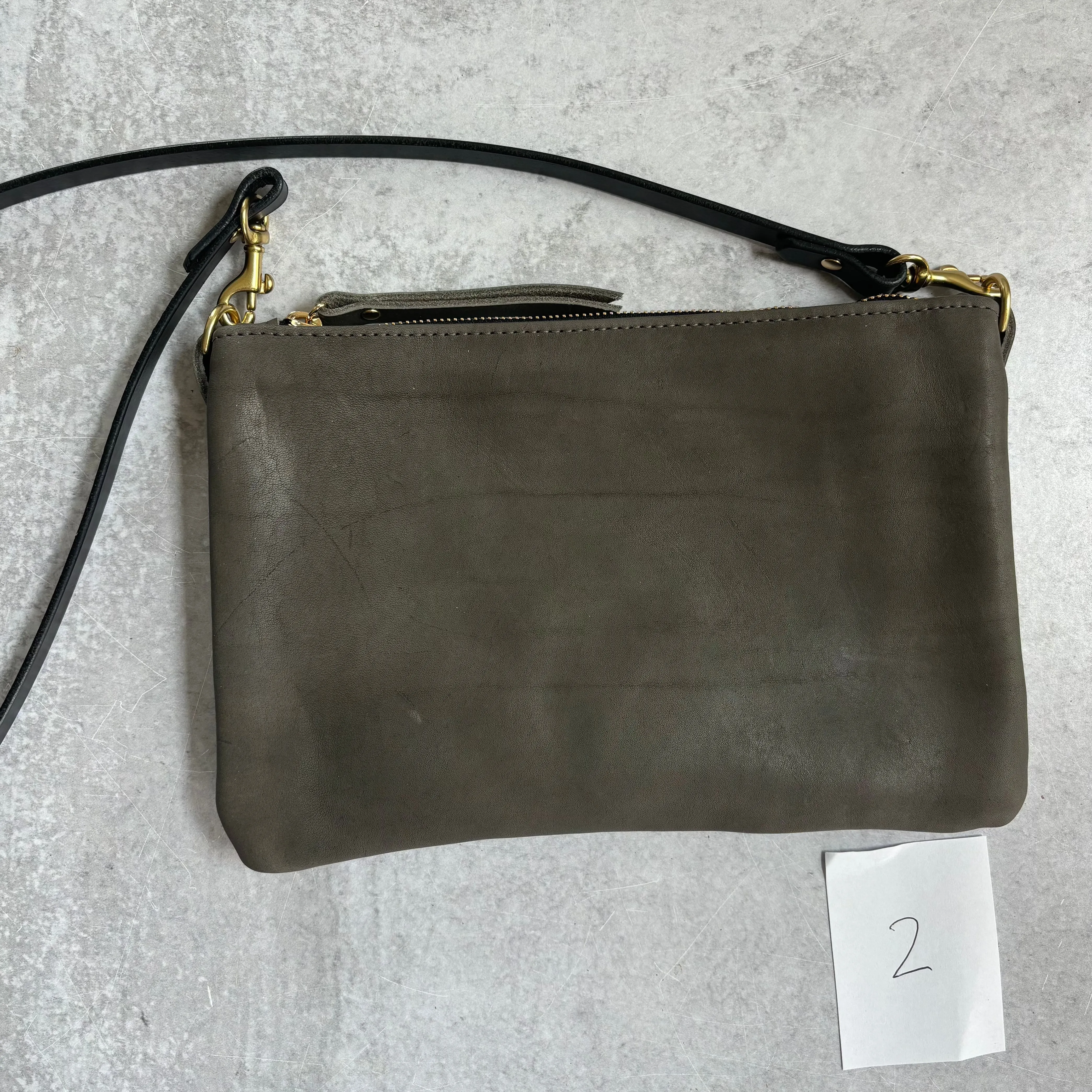 Summer Seconds Sale - Small Leather Crossbody Clutch Bag - Charcoal Gray No. 2