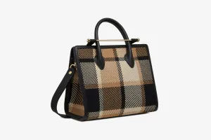 The Strathberry Midi Tote - Black/Camel Tartan