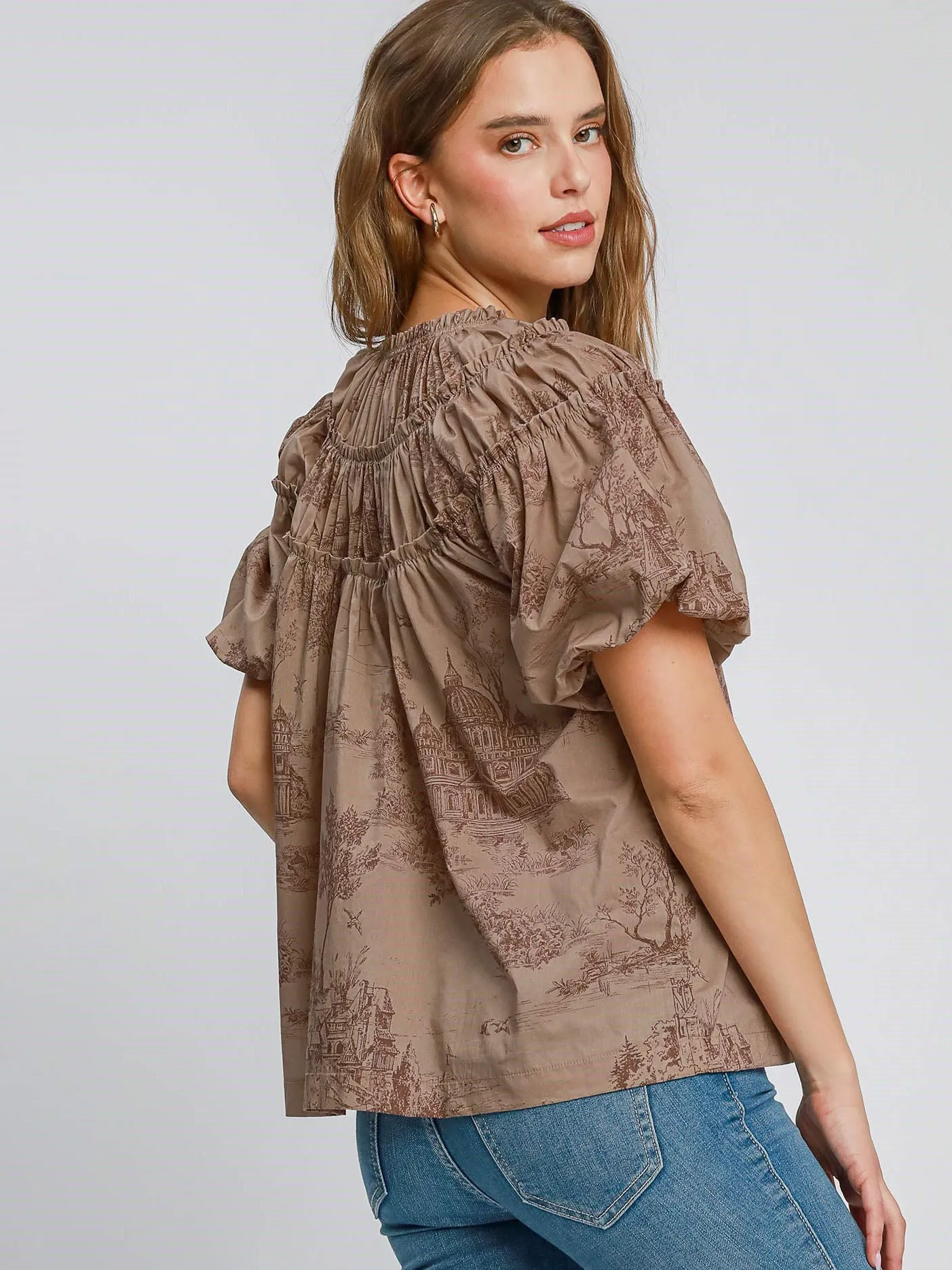 Toile Romance Blouse - Latte