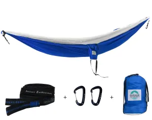 Two Person Portable Travel Hammock | Classic Blue & White