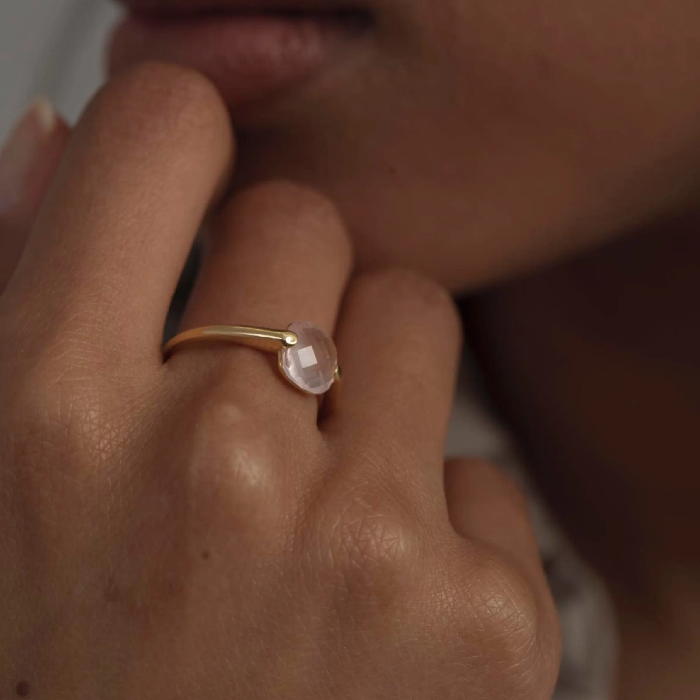 Venezia Pink Milky Quartz Ring