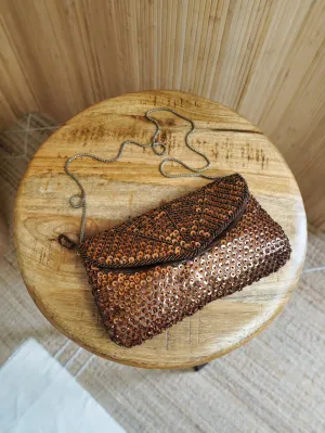 Vintage Bronze Silk Sequin Bag