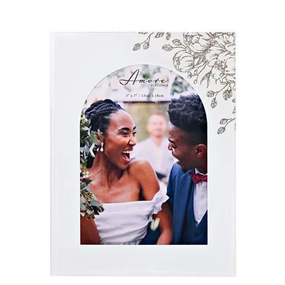 Wedding White Floral Glass Arch Photo Frame