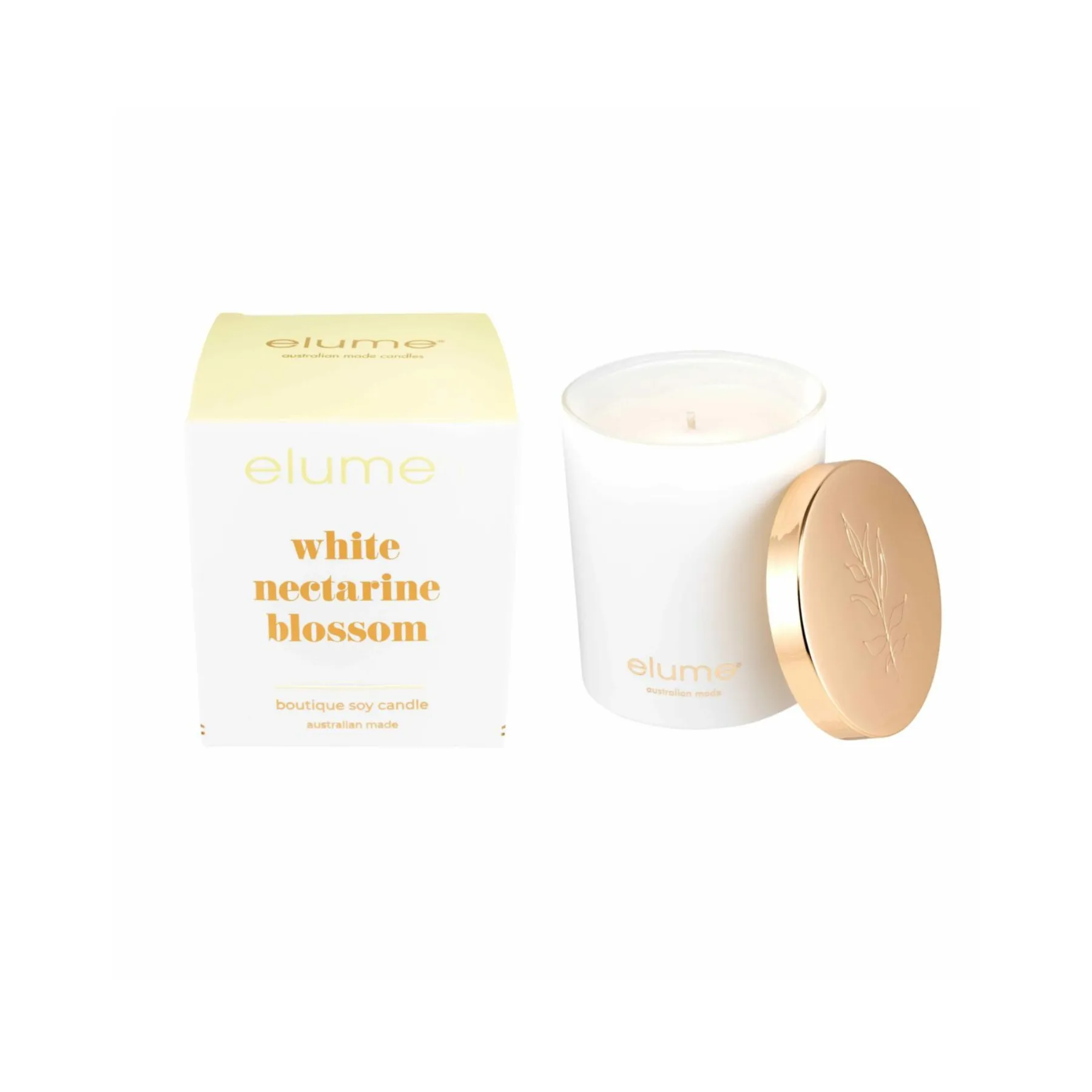 White Nectrane Blossom: Elume Boutique Soy Candle