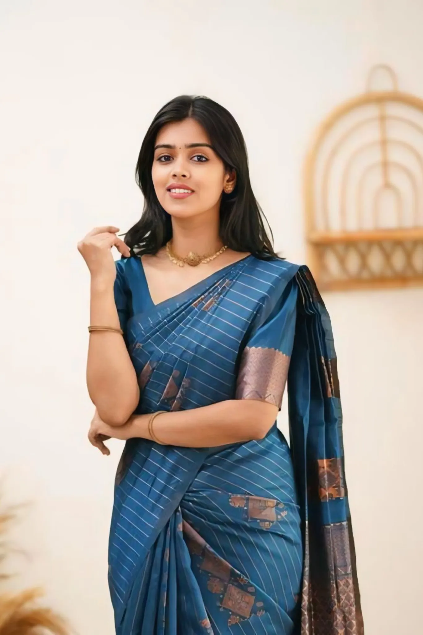 WOMAN’S BEAUTIFULLY DESIGNED TRADITIONAL INDIAL CULTURAL SAREE