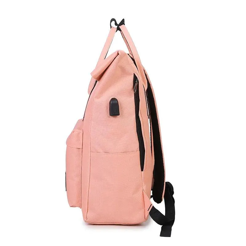 Women External USB Charge Backpack Nylon Rucksack Male Mochila Escolar Girls Laptop Shoulder School Bags Backpack for teens