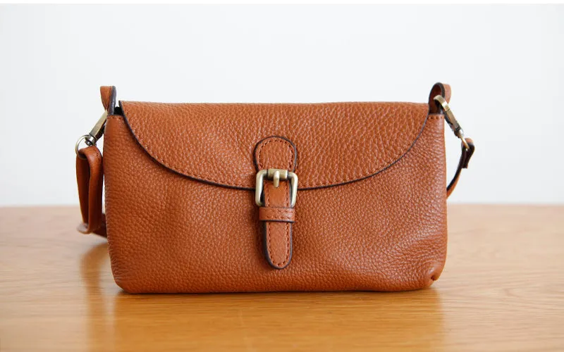 Womens Brown Leather Flap Crossbody Bag Purse Ladies Shoulder Bag