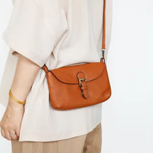 Womens Brown Leather Flap Crossbody Bag Purse Ladies Shoulder Bag