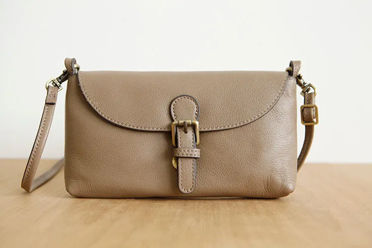 Womens Brown Leather Flap Crossbody Bag Purse Ladies Shoulder Bag