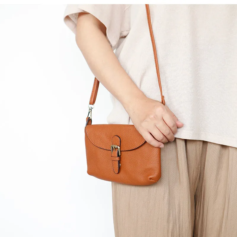 Womens Brown Leather Flap Crossbody Bag Purse Ladies Shoulder Bag