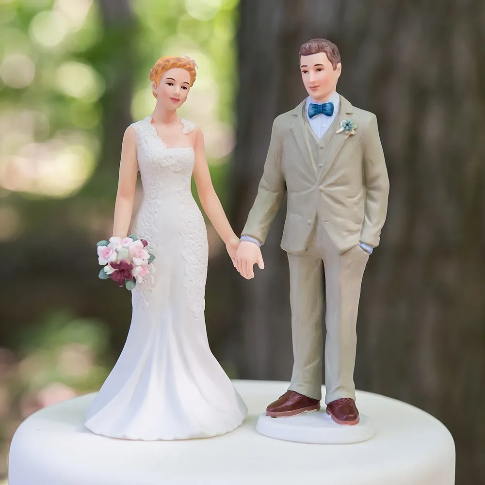 Woodland Bride And Groom Porcelain Figurine Wedding Cake Topper