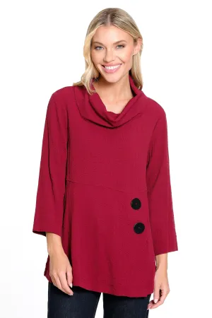 Woven Pucker Fabric Tunic - Wine